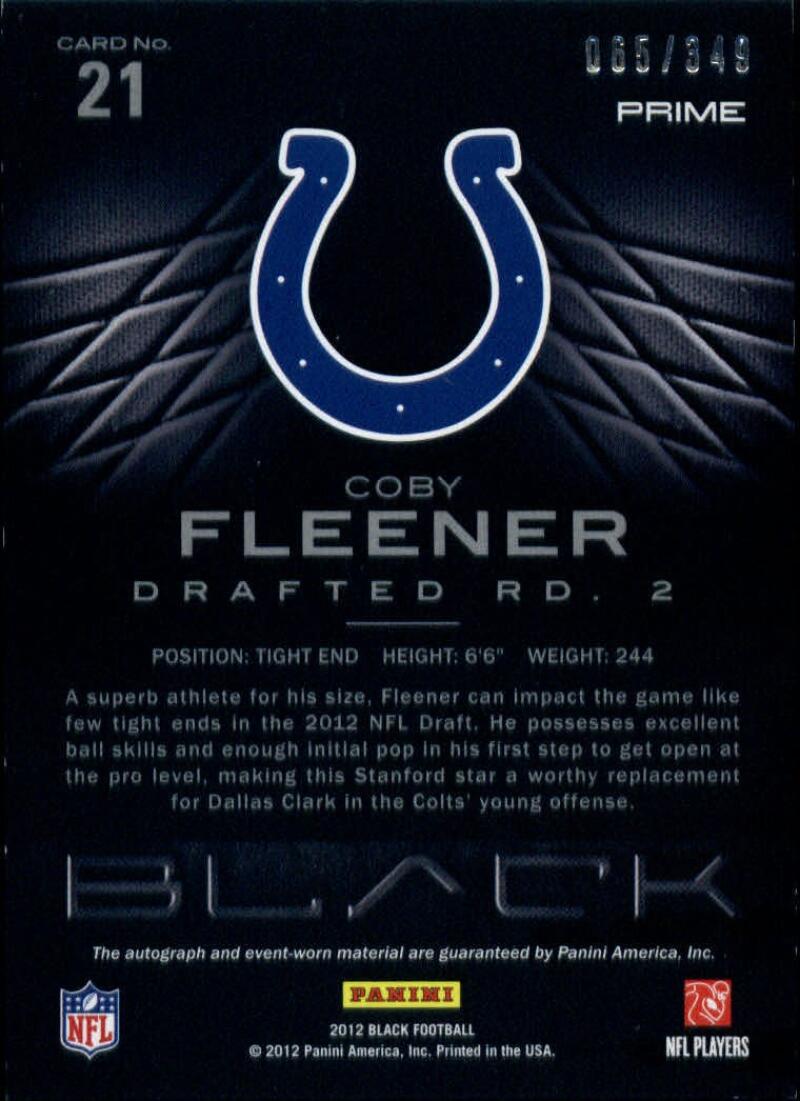 2012 Novichok Premer Black 21 Coby Fleener Futbol Na Kartochke Avto Koltov Par Ebay